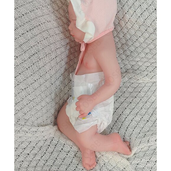 45cm Full Body Silicone Reborn Baby Dolls 6.16lbs Sleeping Newborn Baby Girl - Picture 11 of 15
